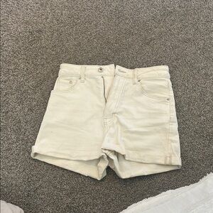Women's White High Waist Mom Shorts